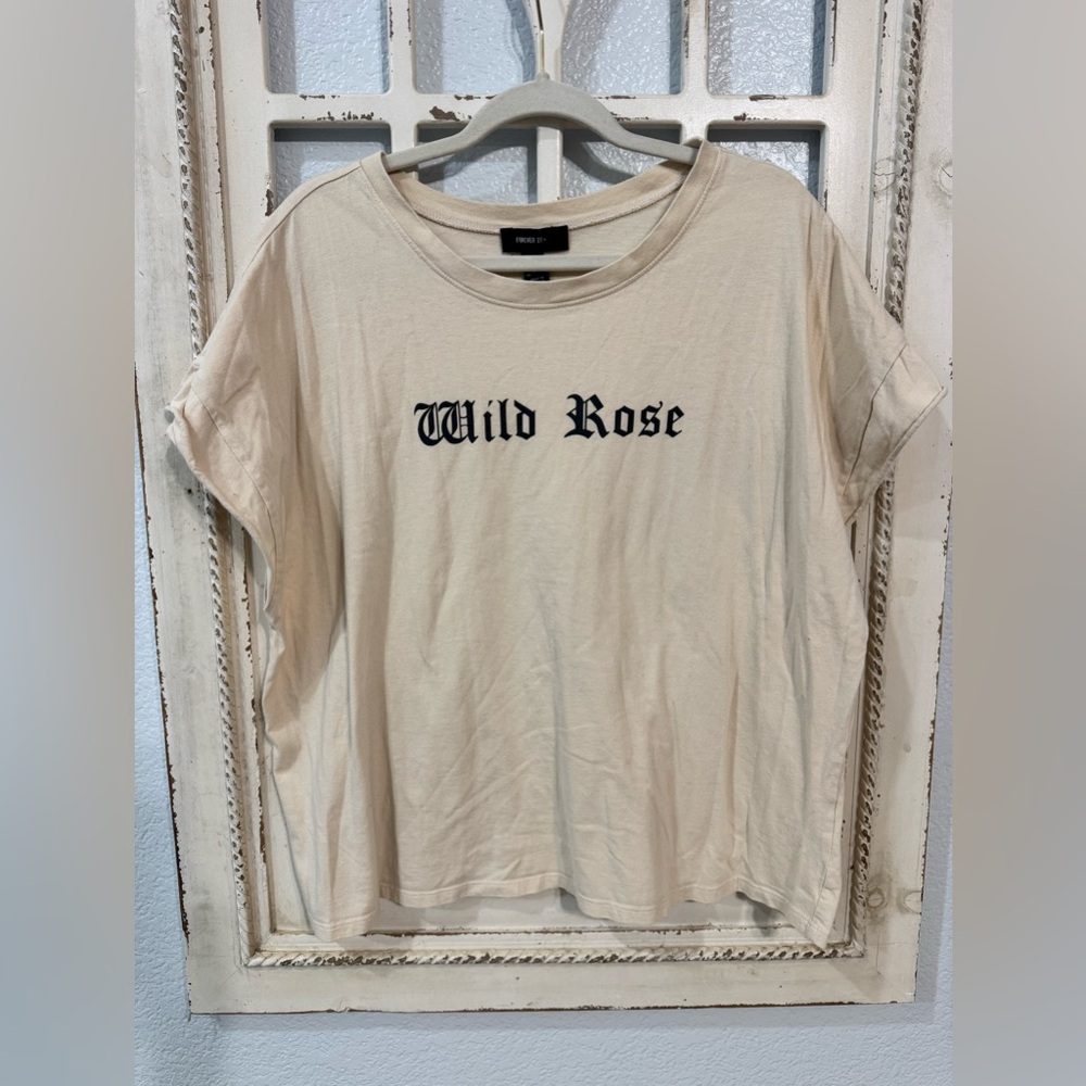 Forever 21 Cream Wild Rose Tee